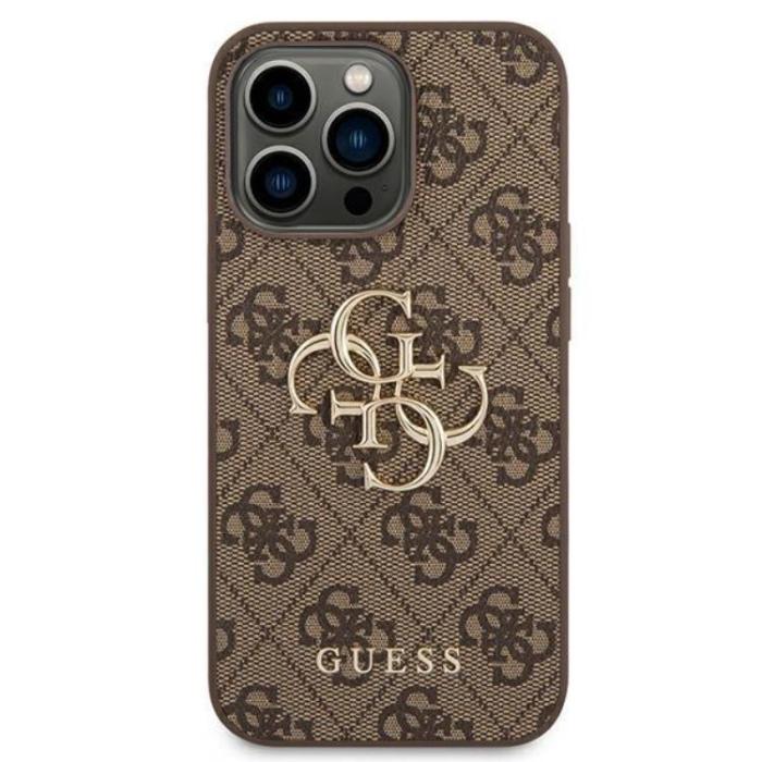 Guess - GUESS iPhone 14 Pro Skal Big Metall Logo - Brun