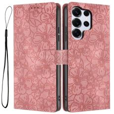 OEM - Samsung Galaxy S26 Ultra Pl&aring;nboksfodral Blomster M&ouml;nster Konstl&auml;der - Rosa