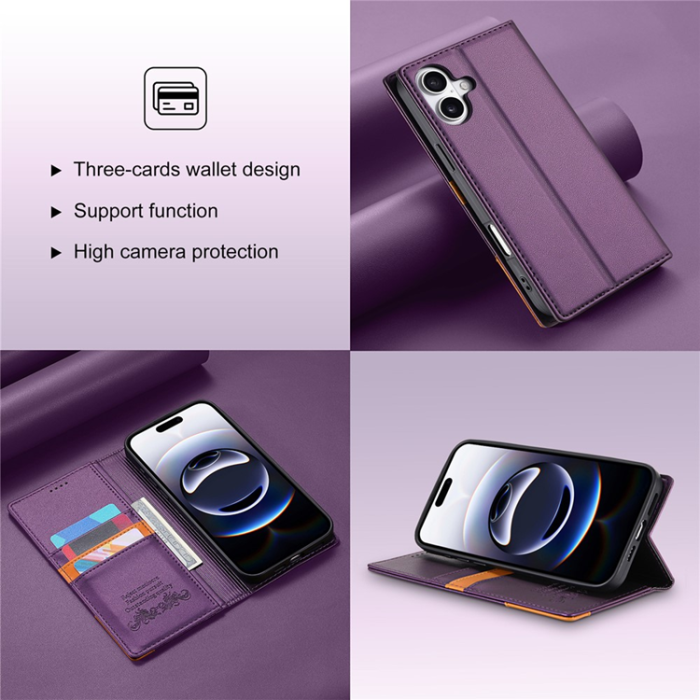 N.BEKUS - N.BEKUS iPhone 17 Plånboksfodral RFID Blocking P3 - Lila