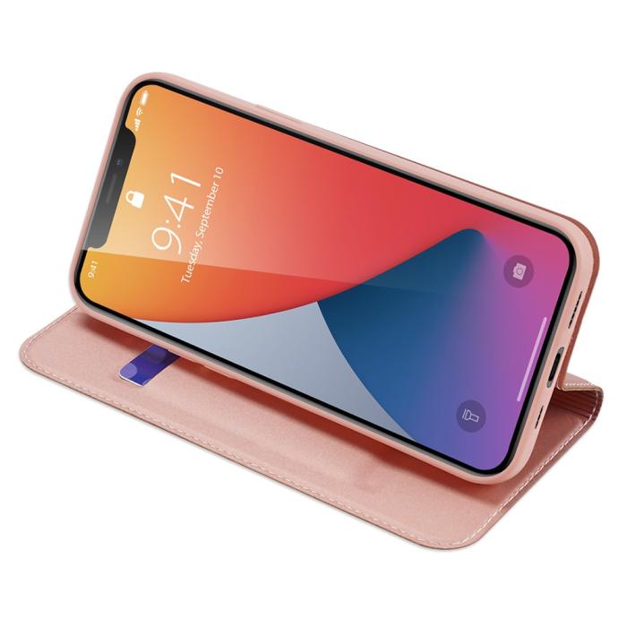 Dux Ducis - Dux Ducis konstläder Plånboksfodral iPhone 12 & 12 Pro - Rose Gold