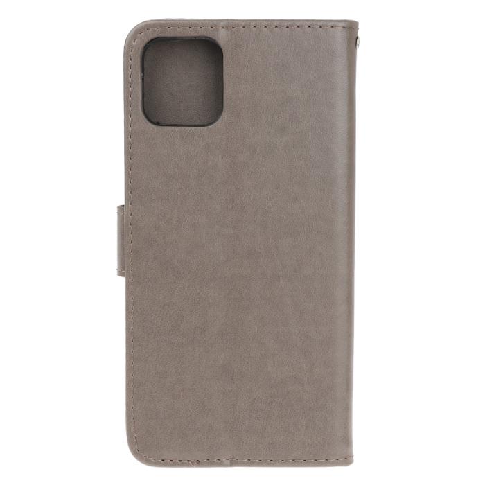 OEM - Imprint Konstläder Plånboksfodral iPhone 12 & 12 Pro - Grå