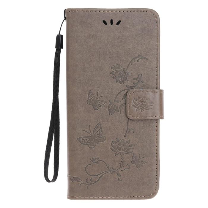 OEM - Imprint Konstläder Plånboksfodral iPhone 12 & 12 Pro - Grå