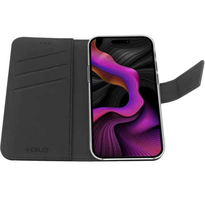 Celly - Celly iPhone 15 Plus Plånboksfodral Wally - Svart