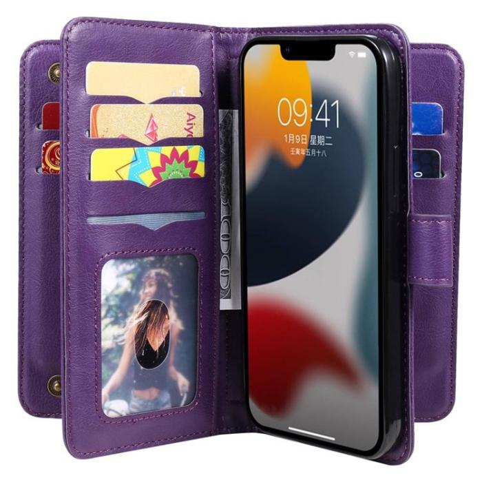 A-One Brand - iPhone 14 Plus Plånboksfodral KT PU Läder - Lila