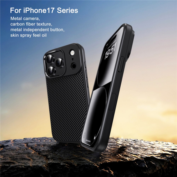 iPaky - IPAKY iPhone 17 Pro Mobilskal Carbon Fiber - Ökenguld