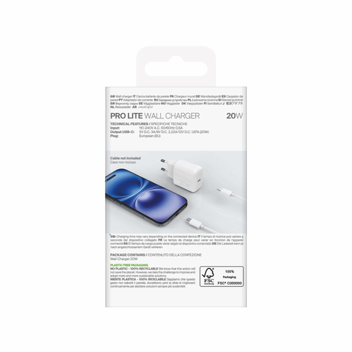 Puro - Puro Snabbladdare 20W USB-C Prolite - Vit