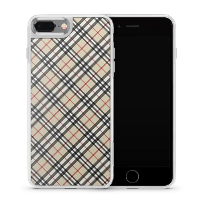 UTGATT5 - Fashion mobilskal till Apple iPhone 8 Plus - Rutig diagonal - Beige
