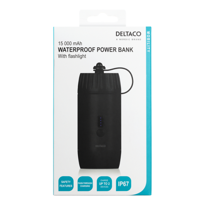 UTGATT5 - Deltaco Powerbank 15000 mAh IP67 USB-A / USB-C