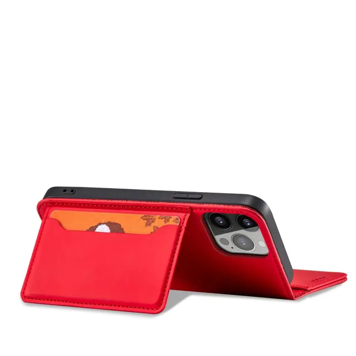 OEM - iPhone 13 Pro Max Plånboksfodral Magnet Stand - Röd