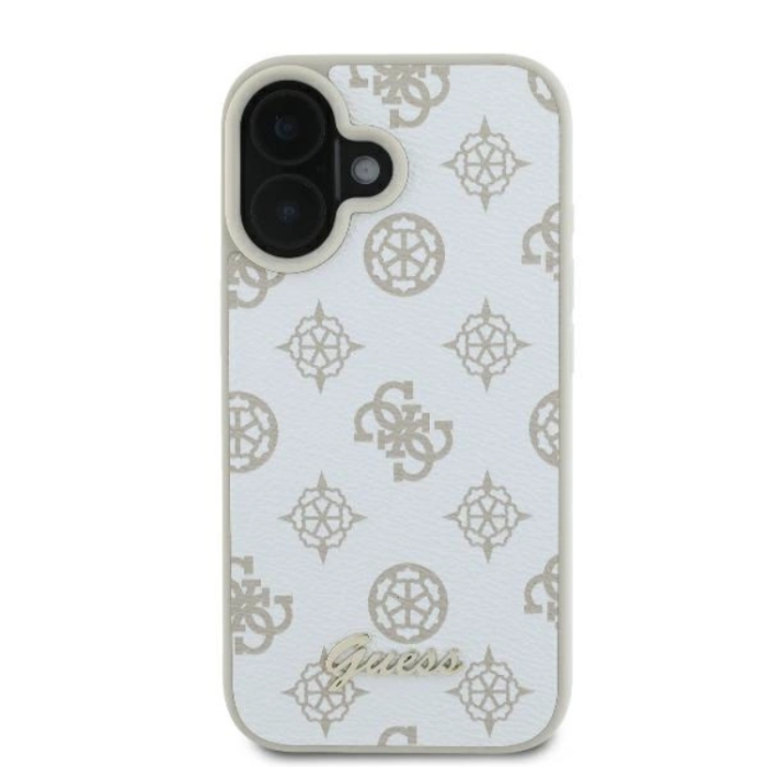 Guess - Guess iPhone 16 Mobilskal MagSafe Peony Script Logo - Vit