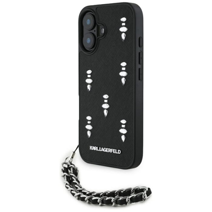 KARL LAGERFELD - Karl Lagerfeld iPhone 16 Mobilskal Saffiano Crystals Strap - Svart