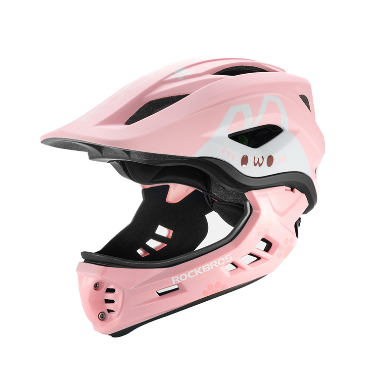 Rockbros Barncykelhjälm Med Avtagbar Chin M (54-58) Rabbit - Rosa | 264 | AlltMobil
