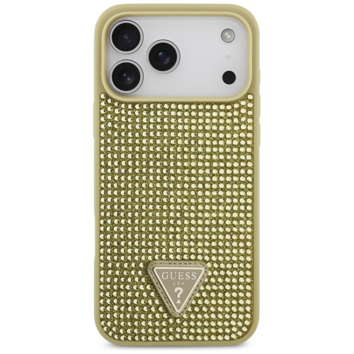 Guess - Guess iPhone 17 Pro Max Mobilskal Rhinestone Triangle Logo - Guld
