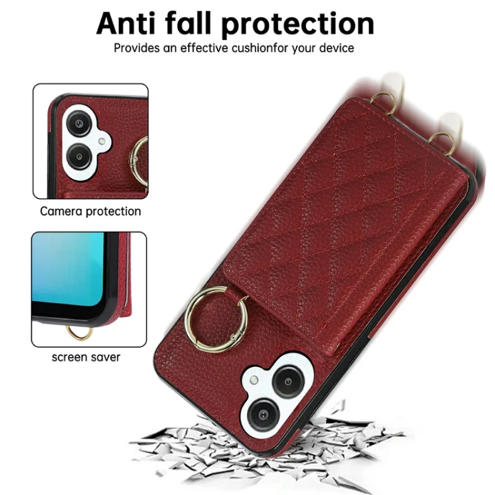A-One Brand - Galaxy A06 4G/5G Mobilskal Korthållare Kickstand Rhombus - Röd