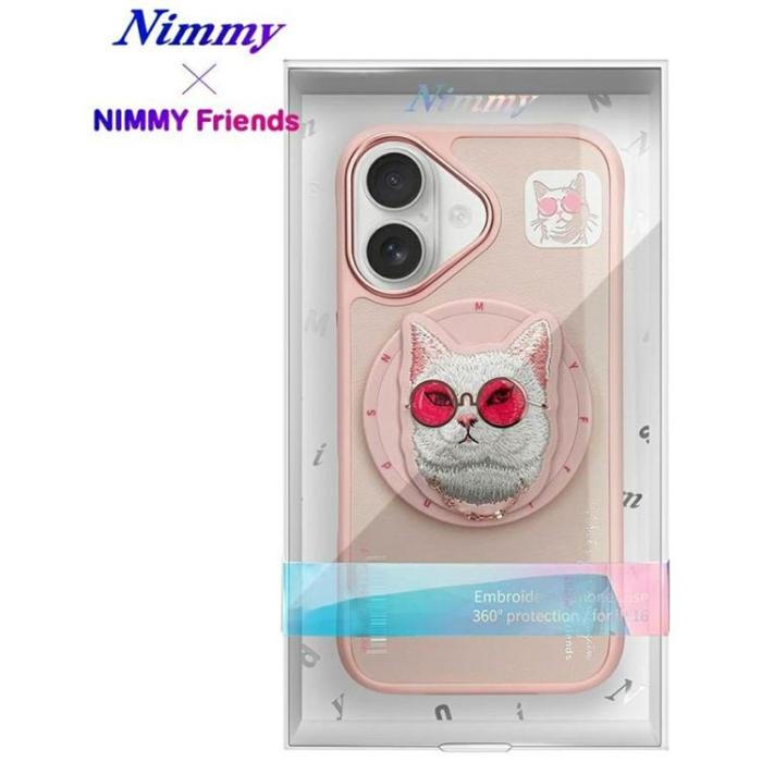 NIMMY - Nimmy iPhone 16 Mobilskal MagSafe Glasses Cool Cat - Rosa