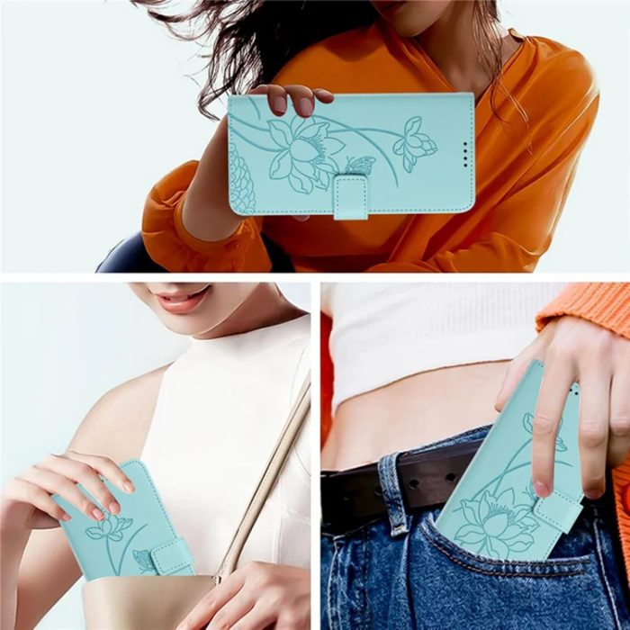 A-One Brand - iPhone 17 Pro Max Konstläder Plånboksfodral Lotus Im]print - Grön