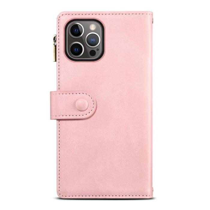 OEM - iPhone 14 Pro Plånboksfodral Flap Zipper Strap - Rosa
