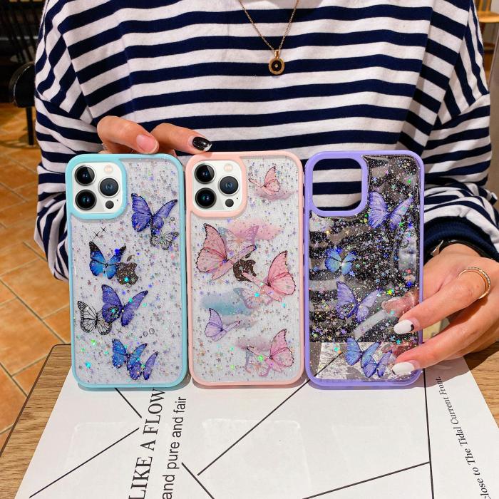 A-One Brand - Bling Star Butterfly Skal till iPhone 13 Pro Max - Rosa