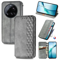 A-One Brand - Xiaomi 15 Ultra Plånboksfodral Rhombus Imprint Läder - Grå