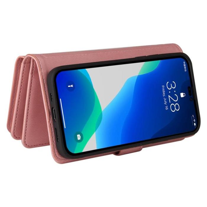 OEM - iPhone 14 Plånboksfodral KT Zipper - Rosa