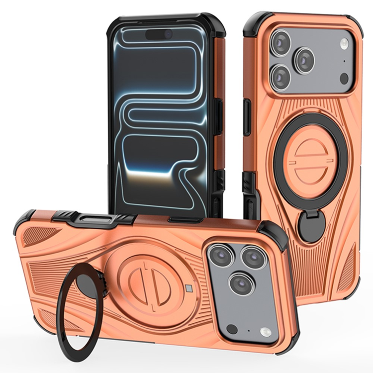 iPhone 17 Pro Mobilskal MagSafe Rotating Kickstand Shockproof - Orange (Orange) | 2353 | AlltMobil
