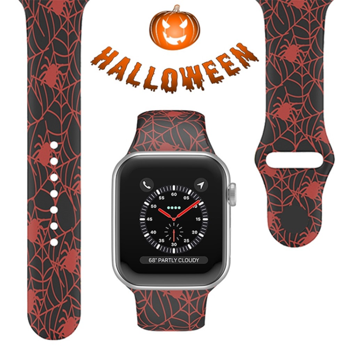 A-One Brand - Apple Watch (38/40/41mm) Armband halloween floral - Röd Spiders