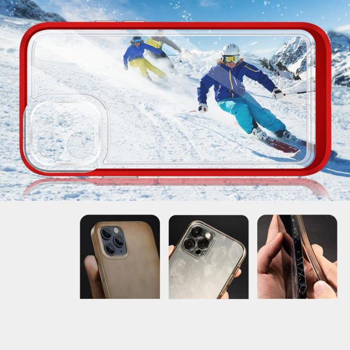 OEM - iPhone 12 Skal Clear 3in1 - Röd