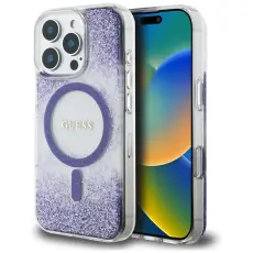 Guess - Guess iPhone 16 Pro Mobilskal MagSafe HC Resin Bottom Glitter - Lila
