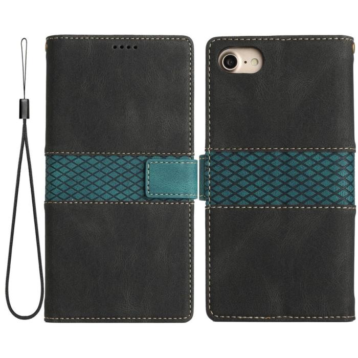 A-One Brand - Splicing Design iPhone 7/8/SE 2020/SE 2022 Plånboksfodral - Svart