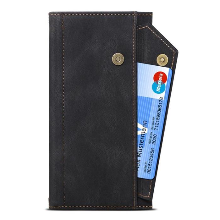 OEM - iPhone 14 Plus Plånboksfodral Flap Zipper Strap - Svart