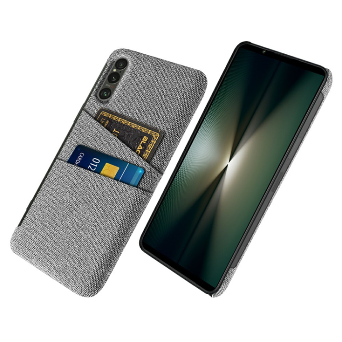 A-One Brand - Sony Xperia 1 VII Mobilskal med Dual Kortfack Tyg + PC - Ljusgrå