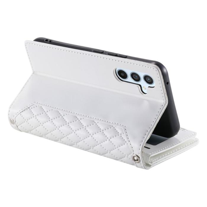 OEM - Samsung Galaxy S26 Plånboksfodral Rhombus Stitching Line Konstläder - Vit