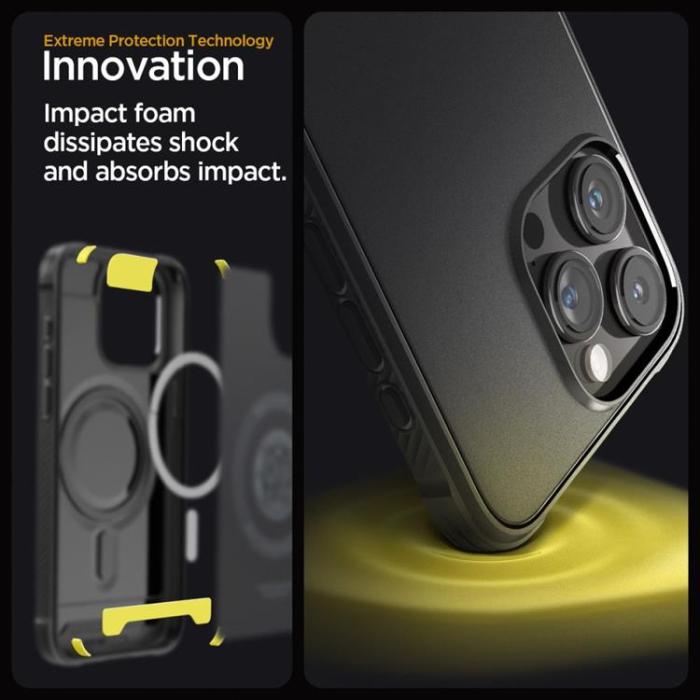 Spigen - Spigen iPhone 15 Pro Mobilskal Magsafe Rugged Armor -Svart