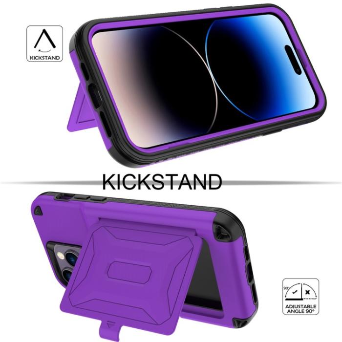 OEM - iPhone 14 Pro Skal Korthållare Mirror Kickstand - Lila