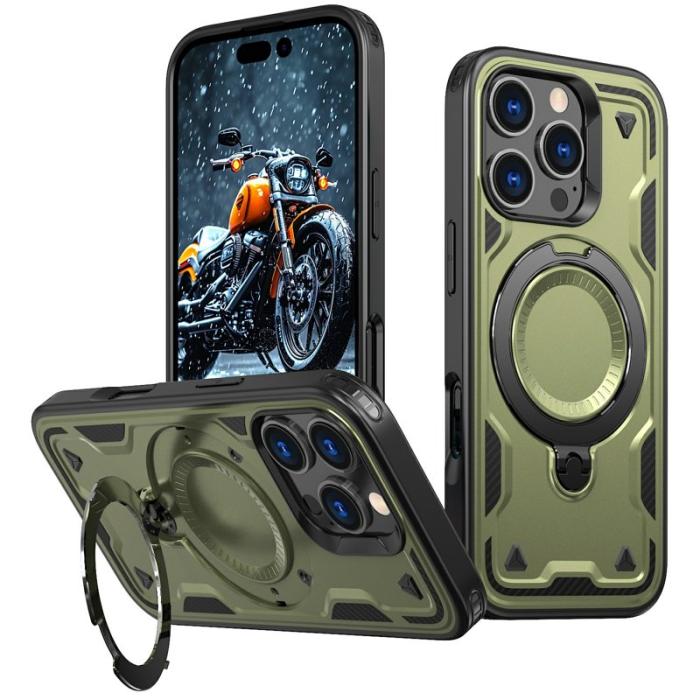 N/A - Mobilskal till iPhone 16 Pro Plast Militärt Skydd Med Ställ - Olivgrön
