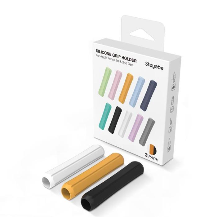 UTGATT1 - Stoyobe 3 Pcs Set Silikon Hållare För Stylus Penna - Orange/Svart/Vit