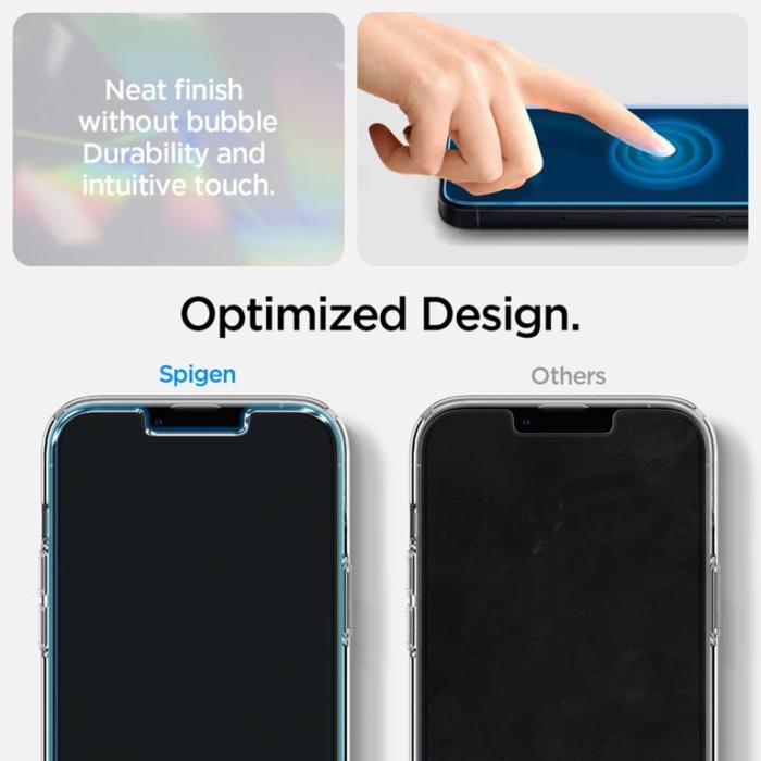 Spigen - Spigen iPhone 14 Plus Skärmskydd i Härdat Glas (2-Pack) + Skal Crystal Pack