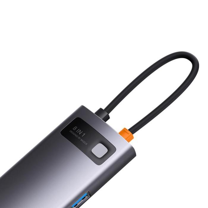 BASEUS - Baseus StarJoy HUB 8-Port USB-C - 3x USB-A - Grå