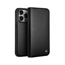 QIALINO - Qialino iPhone 15 Pro Plånboksfodral Äkta läder - Svart