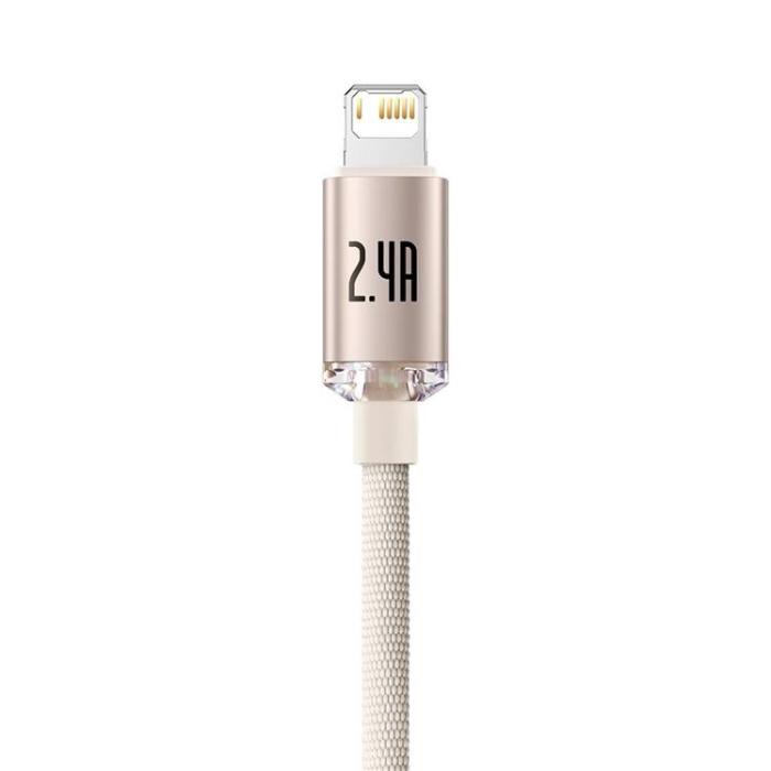 BASEUS - Baseus USB Till Lightning 2m Kabel 2.4A Crystal Shine - Rosa