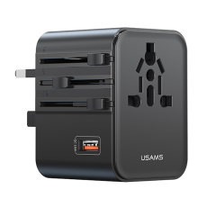 USAMS - USAMS Väggladdare 2x USB-C - USB-A 25W CC309 T68 - Svart