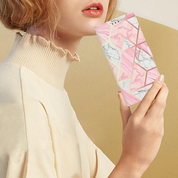 OEM - Samsung Galaxy A57 Plånboksfodral Konstläder Mönstertryck - Rosa Marmor