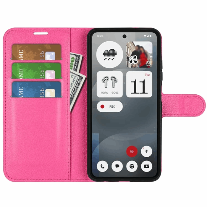 A-One Brand - Nothing Phone (3a) Plånboksfodral Litchi Texture - Rosa