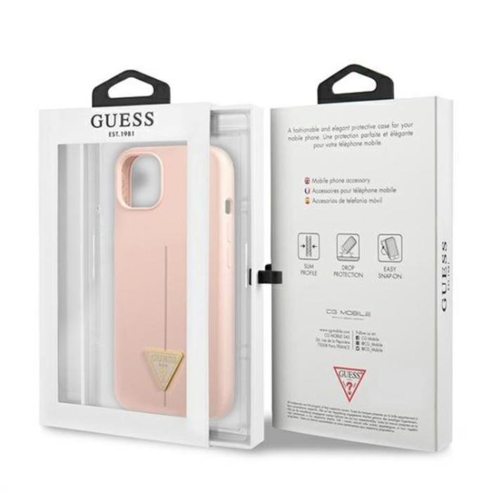 Guess - Guess iPhone 13 mini Skal Silicone Triangle - Rosa
