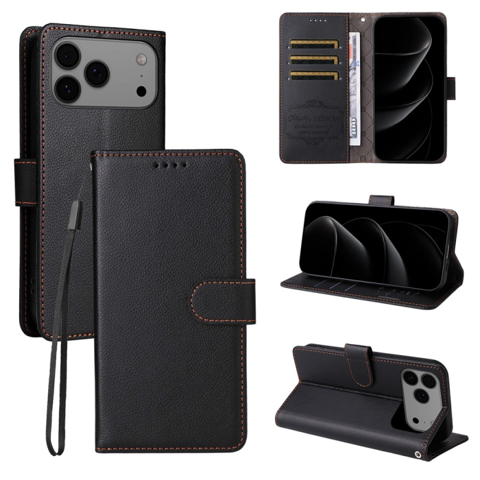 A-One Brand - iPhone 17 Pro Max Plånboksfodral RFID Blocking med Handledsrem