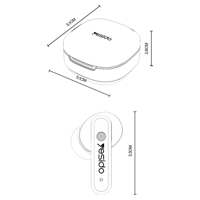 Yesido - YESIDO TWS Trådlösa Bluetooth-Hörlurar In-ear ANC + ENC TWS37 - Svart