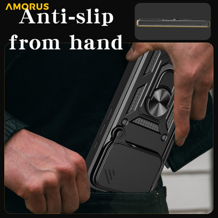 Amorus - AMORUS iPhone 17 Pro Max Mobilskal Med Kameralinsreglage - Röd