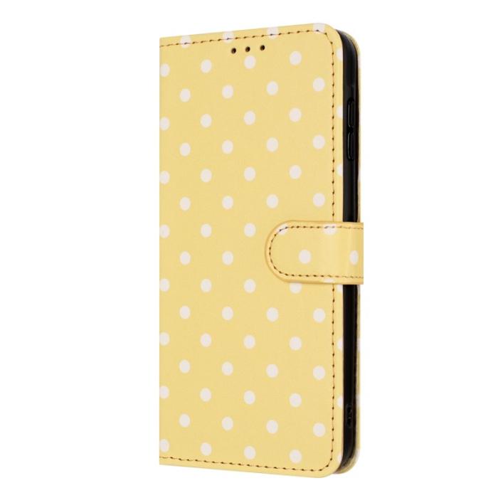 OEM - Samsung Galaxy A35 5G Fodral Äkta Läder Polka Dot - Gul