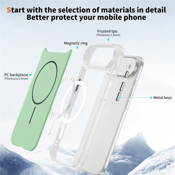 A-One Brand - iPhone Air Mobilskal MagSafe Skin Touch TPU PC - Grön