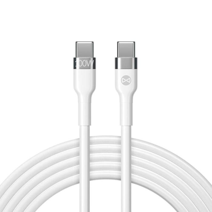 Forever - Forever USB-C Till USB-C Kabel 100W 2m Flexible - Vit